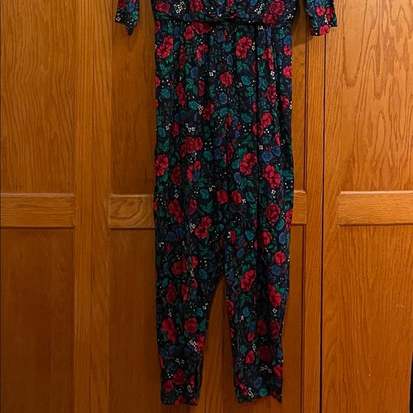1980s Vintage Blue Floral Jumpsuit  Romper 12 Ms. Choice - Picture 2 of 2